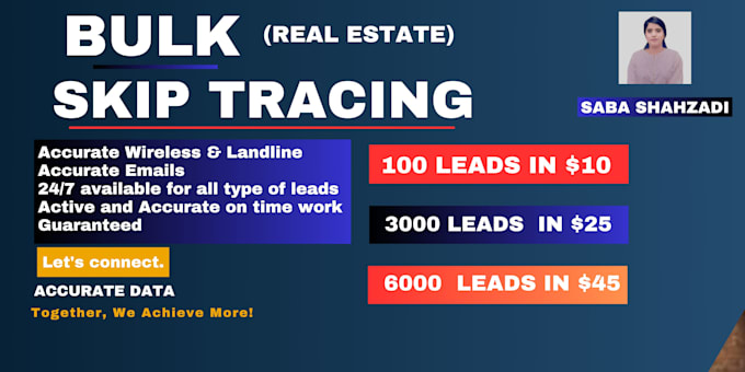 Gig Preview - Do skip tracing for real estate business