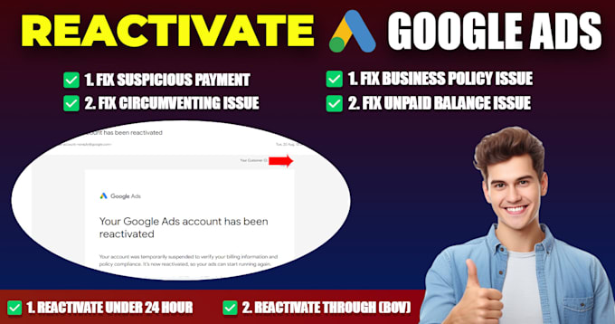 Gig Preview - Reactivated your suspended google ads account within 1 day