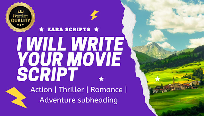 Gig Preview - Be your moviescript writer, screenplay movie script writer