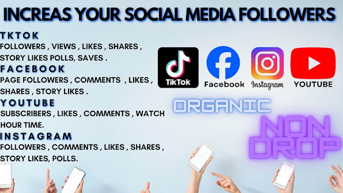 Gig Preview - Increase your social media followers, facebook, youtube,instagram and tiktok