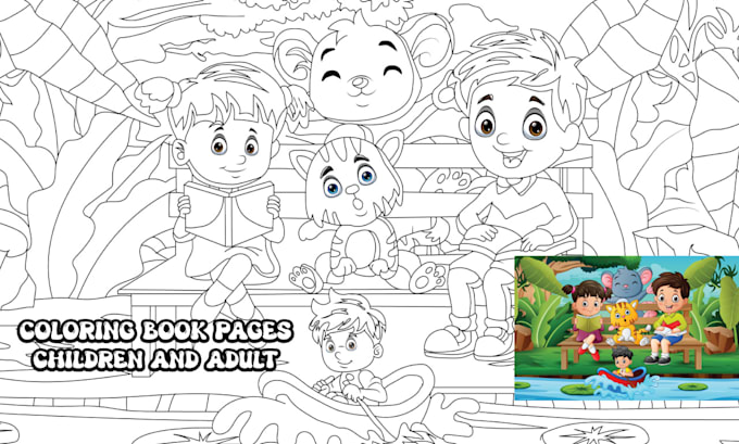 Gig Preview - Draw coloring book pages line art illustration for children and adults