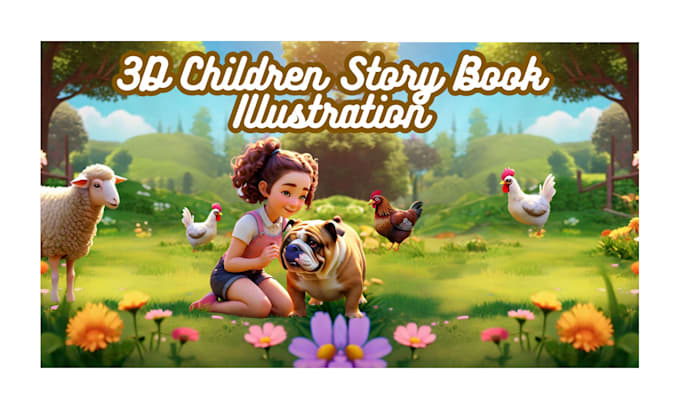 Gig Preview - Draw 3d children story book illustration design book cover illustrate kids book