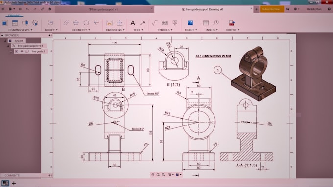 Gig Preview - Help you in mechanical drawings, product designing, solid works fusion 360