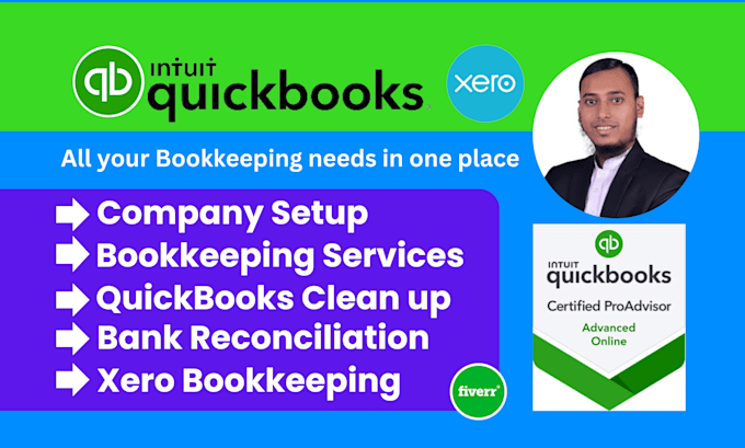 Gig Preview - Do quickbooks bookkeeping, clean up, bank reconcile and xero