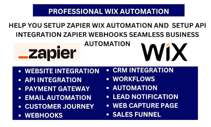 Gig Preview - Do wix zapier api automations wix ascend wix website figma to wix and wix velo