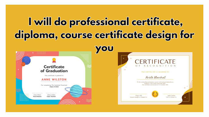 Gig Preview - Do professional diploma, custom certificate designs for you