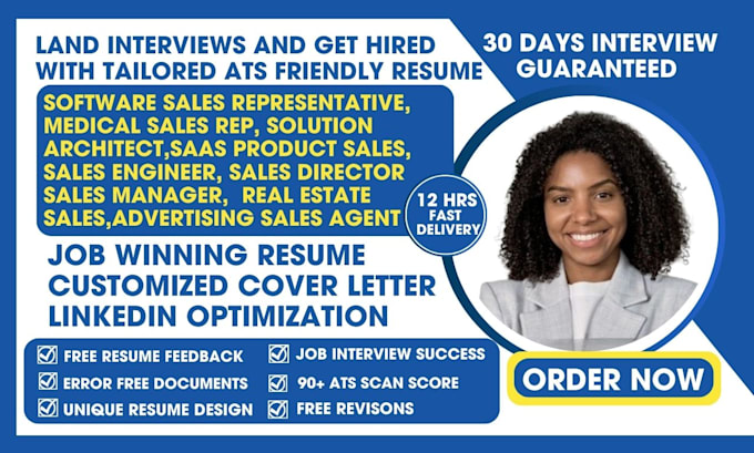 Gig Preview - Write software sales rep, medical sales rep, media sales, sales director resume