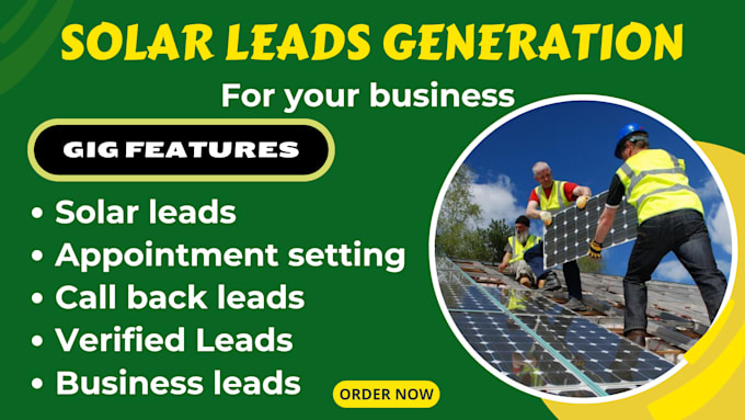 Gig Preview - Generate call back, verified solar leads , solar appointment for solar business