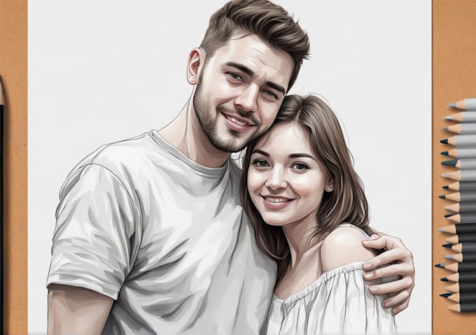 Gig Preview - Draw couple portrait illustration from your photo