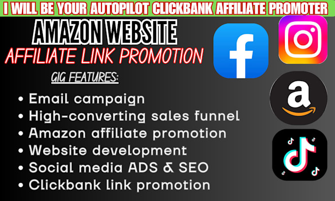 Gig Preview - Clickbank promotion sales funnel affiliate marketing  affiliate link promotion