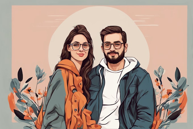 Bestseller - creat couples art vector portrait