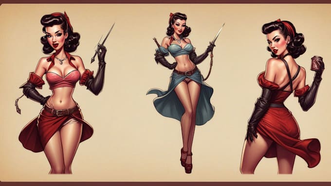 Gig Preview - Make a d and d character art illustration or pin up girl style