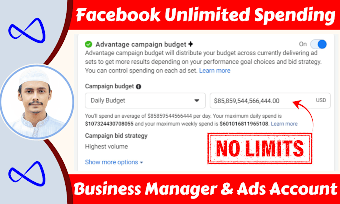 Gig Preview - Create facebook unlimited spending ads manager and business manager