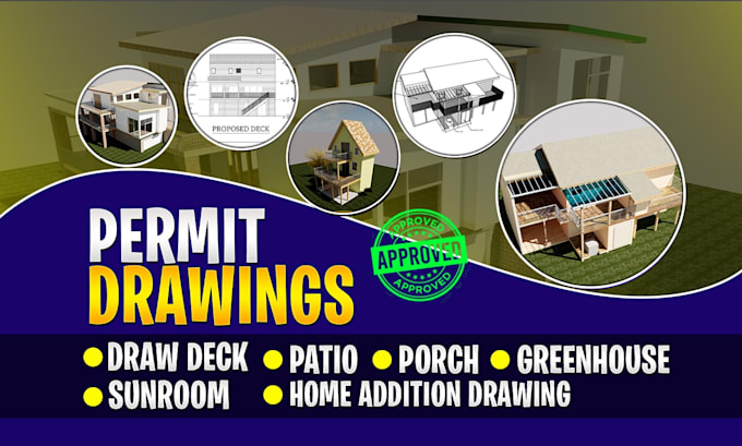 Gig Preview - Do deck permit, sunroom, porch, home addition drawings for city permet