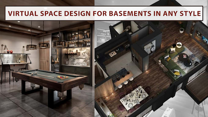 Gig Preview - Create custom basement designs with 3d visualization and 3d rendering realistic