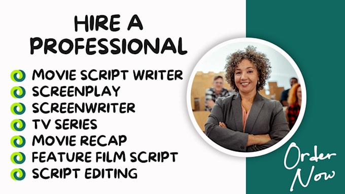 Gig Preview - Be your scriptwriter writing, movie script, screenplay, feature film, tv series