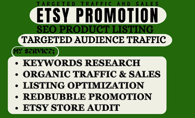 Gig Preview - Do etsy store promotion etsy seo listing to increase etsy traffic and sales