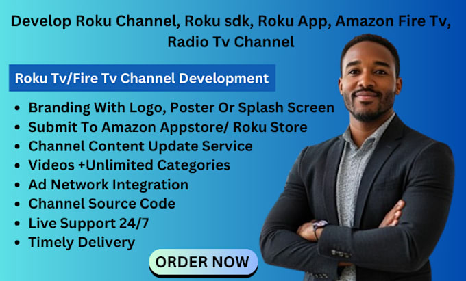 Gig Preview - Develop roku channel, roku sdk, roku app, amazon fire tv, radio tv channel