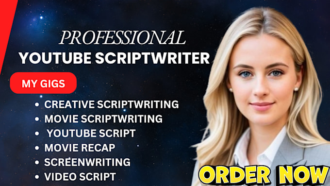 Gig Preview - Be your scriptwriter, script writing, youtube script, video script, movie script