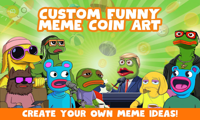 Gig Preview - Draw funny crypto meme coin art for your website and social media