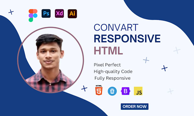 Gig Preview - Convert figma to HTML, PSD to HTML, xd to html css responsive bootstrap 5