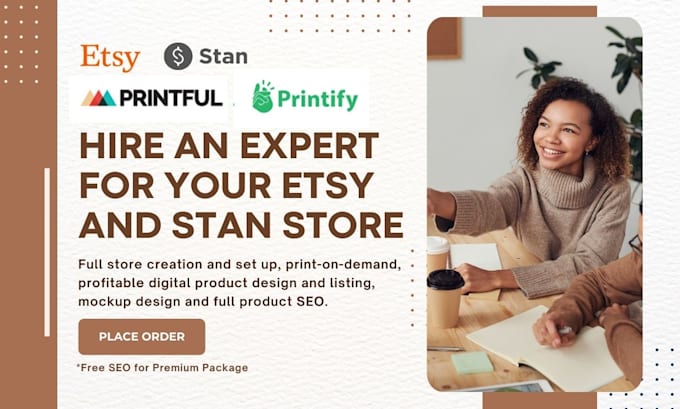 Gig Preview - Set up stan store, etsy shop, etsy print on demand, digital product design, SEO