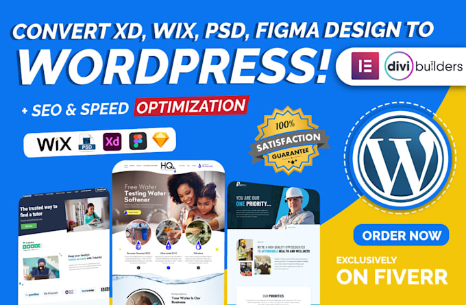 Gig Preview - Convert clone figma, squarespace, webflow, wix to wordpress website