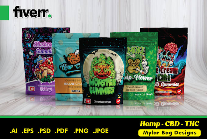 Gig Preview - Design cannabis pouches, weed products, cbd and kratom pouches