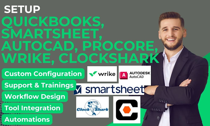 Bestseller - setup quickbooks enterpises monday smartsheet autocad procore wrike clockshark