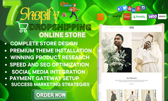 Gig Preview - Design luxury shopify dropshipping store shopify website redesign shopify store