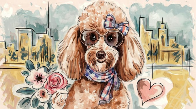 Gig Preview - Draw an amazing pet portrait watercolor your any pets