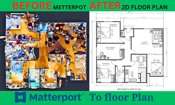 Gig Preview - Create 2d floor plan from matterport link and virtual tours with fast delivery