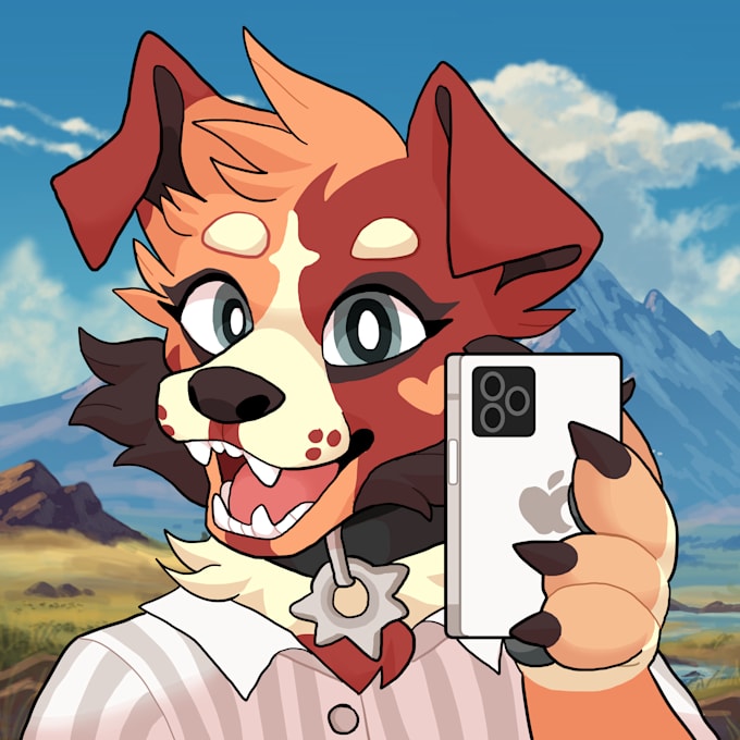 Gig Preview - Draw furry headshot icon with background