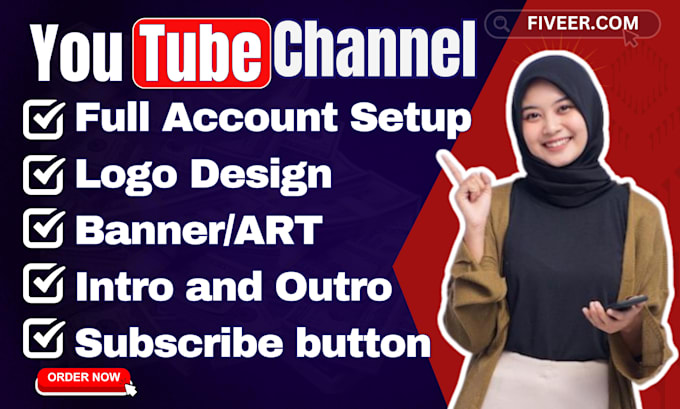 Gig Preview - Do youtube channel create and setup with logo and banner design