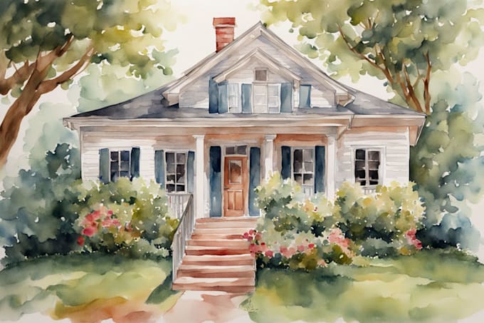 Gig Preview - Watercolor paint a house portrait