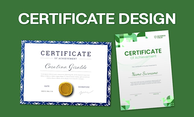 Gig Preview - Do certificate design, diploma, award, gift and custom