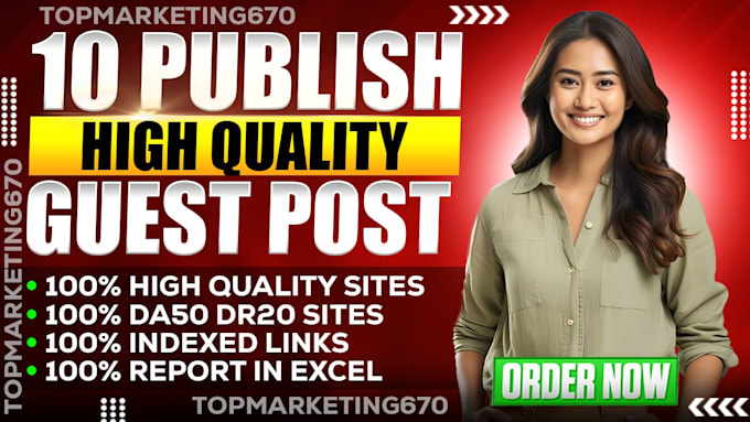 Gig Preview - Provide 5 index guest post high quality da 50 to 90 permanent post