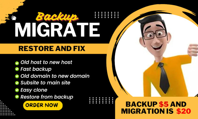 Gig Preview - Backup transfer  move  migrate wordpress website to new host