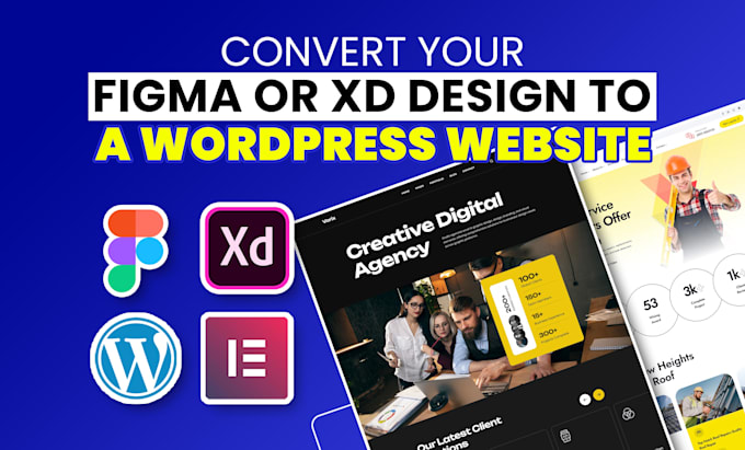 Gig Preview - Convert xd or figma to wordpress website using elementor