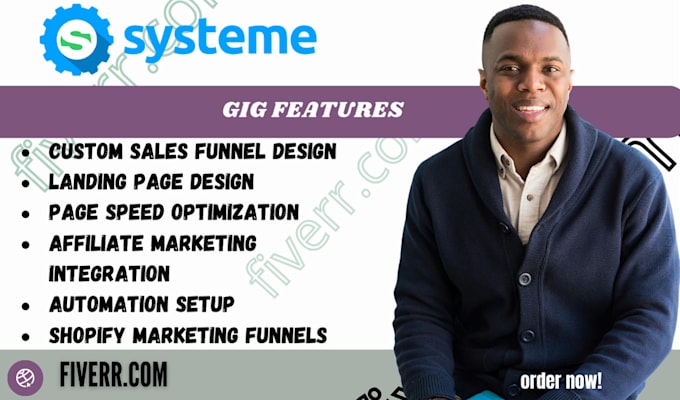 Gig Preview - Design landing page, sale funnel on systeme io, gohighlevel, katra, clickfunnel