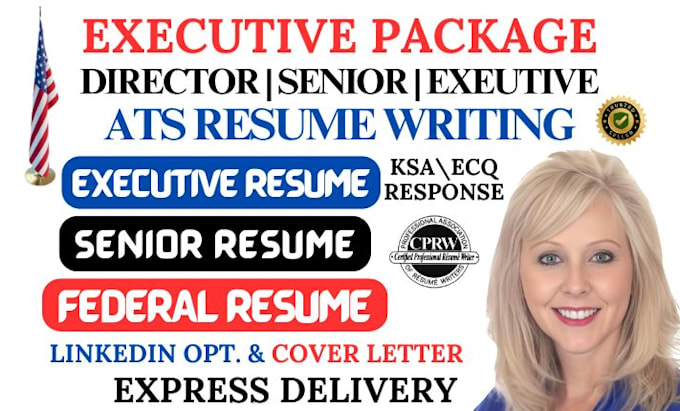 Gig Preview - Write senior executive resume CV, resume writing optimize linkedin