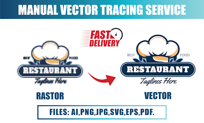 Gig Preview - Do vector tracing, raster to vector, convert to ai, eps, pdf