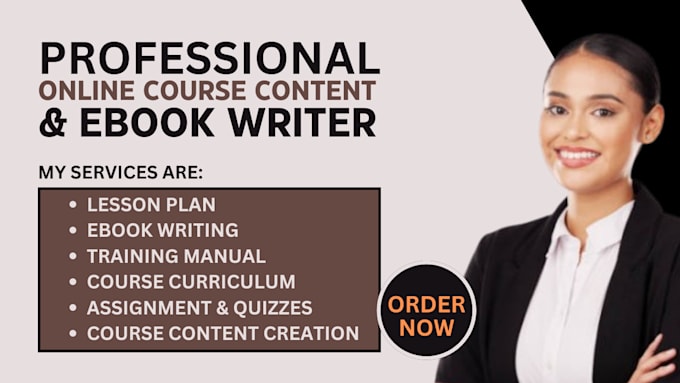 Gig Preview - Do online course content creation curriculum ebook writing for course website