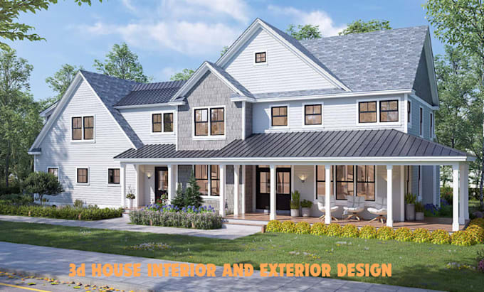 Gig Preview - Render 3d architectural exterior home design, walkthrough of interior house