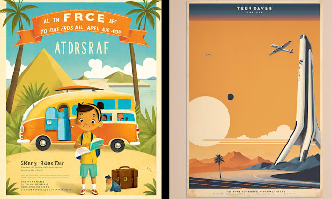 Bestseller - create bauhaus or vintage minimalist, travel poster in retro vintage or flyers