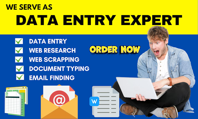 Gig Preview - Do excel data entry, web scraping, data mining, find emails