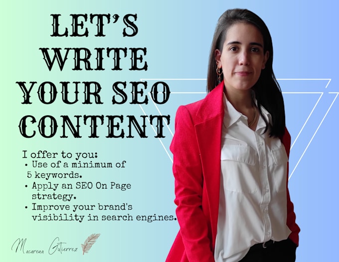 Gig Preview - Write your content adapted to SEO and keywords