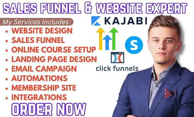 Gig Preview - Design funnels, landing pages and websites in clickfunnels, kajabi, gohighlevel