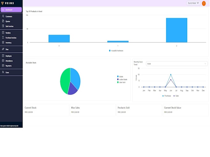 Gig Preview - Built an inventory management system with purchase sale orders and employee data