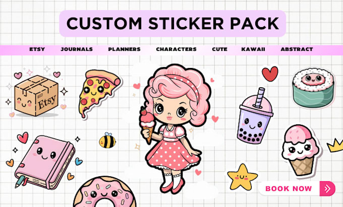 Gig Preview - Create custom cute planner stickers for journals and etsy shops